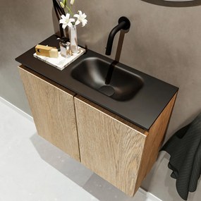 Mondiaz Ture 60cm toiletmeubel washed oak met wastafel urban rechts geen kraangat