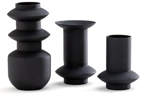 Set van 3 design vazen in structuurijzer Anaïa