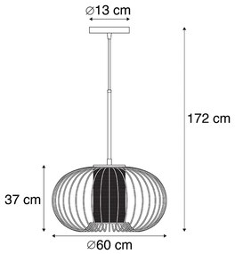 Design hanglamp goud met zwart 60 cm - Marnie Design E27 rond Binnenverlichting Lamp