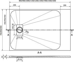 Mexen Hugo rechthoekige SMC douchebak 100 x 90 cm, wit - 42109010