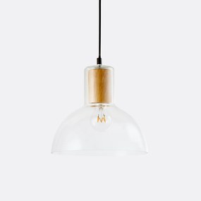 Hanglamp in glas en houtØ24,5 cm, Lizia