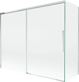 Mexen Rox badwand 2-delig schuifbaar 190 + 80 x 150 cm, transparant, chroom - 8C9-190-080-01-00