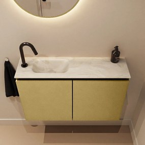 Mondiaz Ture DLux toiletmeubel 80cm oro met wastafel ostra links met kraangat