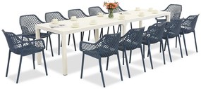 King Double/Aria tuinmeubelset wit en blauw voor 12 personen Bica