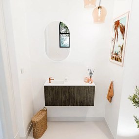 Mondiaz Joya 90cm toiletmeubel shadow met wastafel faye links 1 kraangat talc