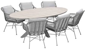 Garden Impressions Lucas tuinset 7-delig valley sand - Tulli tuintafel 220x115 cm - light teak vironwood