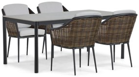 Tuinset 4 personen 180 cm Aluminium/wicker Grijs Coco Olivine/Como