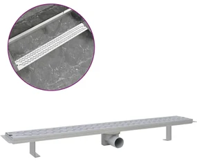 vidaXL Doucheafvoer rechthoekig golf 930x140 mm roestvrij staal