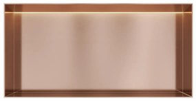 Hotbath &More frameless inbouwnis met verlichting 30x60x10cm geborsteld koper PVD