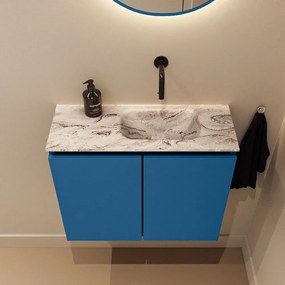 Mondiaz Ture DLux toiletmeubel 60cm jeans met wastafel glace rechts zonder kraangat