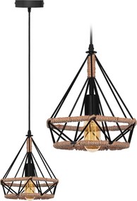 Een geometrische plafondlamp hangend in loftstijl met een touw APP678-1CP
