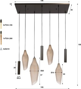 Hanglamp Met Organische Glazen Kappen