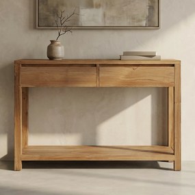 Tower Living Sidetable Teakhout Met 2 Lades Corona - 130 X 38cm.