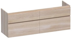 BRAUER Advance Wastafelonderkast - 160x46x60cm - 4 softclose greeploze lades - 2 sifonuitsparingen - en doorlopende lamellen - geborsteld hout - white oak OK-MEA160WO