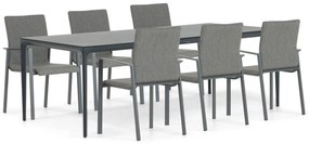 Tuinset 6 personen 220 cm Aluminium/textileen Grijs Lifestyle Garden Furniture Rome/Cesar
