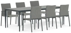 Tuinset 6 personen 220 cm Aluminium/textileen Grijs Lifestyle Garden Furniture Rome/Cesar