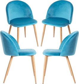 Set 4 Vint Fluwelen Stoelen