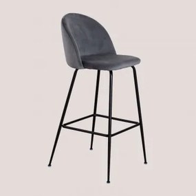 Set Van 4 Hoge Krukken In Fluweel Kana Design Zwart & Grijs & ↑75 Cm - Sklum