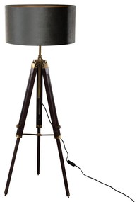 Vloerlamp messing tripod met velours kap groen 50cm - Cortin Klassiek / Antiek, Landelijk E27 rond Binnenverlichting Lamp