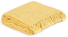 vidaXL Plaid 125x150 cm katoen mosterdgeel
