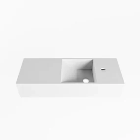 Mondiaz TYNE Fonteinset - 60x23x12cm - wasbak rechts - 1 kraangat - solid surface Talc mat M20118