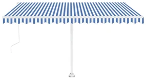 vidaXL Luifel vrijstaand automatisch 450x350 cm blauw en wit