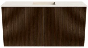 Mondiaz Joya DLux 80cm toiletmeubel walnut met wastafel faye midden zonder kraangat meli