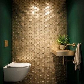 Zelfklevende Mozaïektegels Metaal | Hexagon Goud | 28,8×29,2 cm | Keuken, Bad &amp; WC