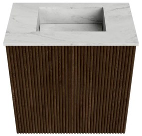 Mondiaz Joya DLux 40cm toiletmeubel walnut met wastafel faye midden zonder kraangat opalo