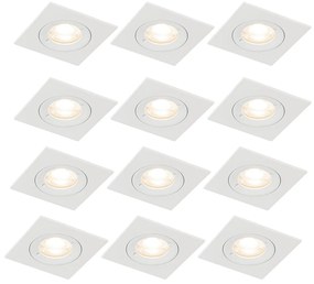 Set van 12 inbouwspots wit vierkant GU10 50mm IP44 - Xena