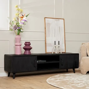Starfurn Omaha Black Mangohout Tv-meubel Zwart 180 Cm - 180x45x50cm.