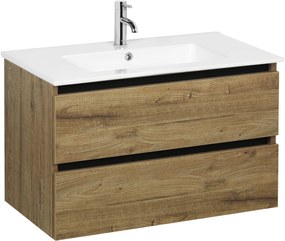 Ben Limara badmeubel met mat zwarte greeplijst 80x47cm sherwood met keramische wastafel