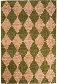 Handgeweven platgeweven juten vloerkleed Effie Diamond