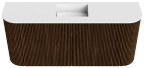 Mondiaz Joya 95cm toiletmeubel ronding links/rechts walnut met wastafel faye midden 1 kraangat talc