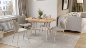 Mazzoni ALMO Artisan Eiken / kasjmier poten - OVALE UITSCHUIFTAFEL 140-240 cm VOOR 10-12 PERSONEN