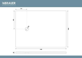 Brauer Asteroid douchevloer 100x140cm mineraalmarmer wit mat