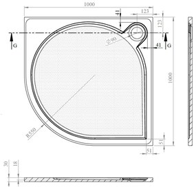 Gelco Arca kwartronde douchebak 100x100cm wit