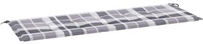 vidaXL Tuinbankkussen ruitpatroon 150x50x3 cm stof grijs