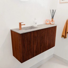 Mondiaz Joya DLux 80cm toiletmeubel ronding rechts ruby met wastafel faye links 1 kraangat glace