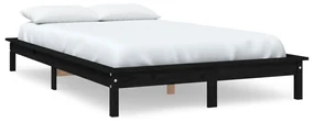 vidaXL Bedframe massief grenenhout zwart 135x190 cm 4FT6 double