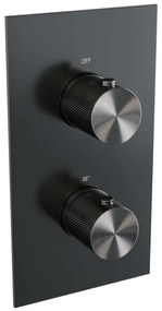 Brauer Gunmetal Carving inbouwthermostaat - met inbouwdeel - 2 carving knoppen - PVD - geborsteld gunmetal 5-GM-092