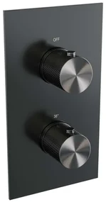 Brauer Gunmetal Carving inbouwthermostaat - met inbouwdeel - 2 carving knoppen - PVD - geborsteld gunmetal 5-GM-092