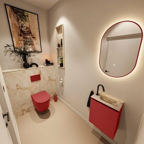 MONDIAZ TURE-DLUX 40cm toiletmeubel Fire. EDEN wastafel Frappe positie rechts. Met 1 kraangat. TUREDX40FIRR1FRA