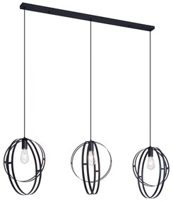 Design hanglamp zwart langwerpig 3-lichts - Indu