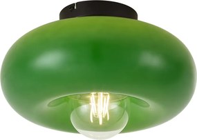 Retro plafondlamp zwart met groen glas 30cm - Glaze