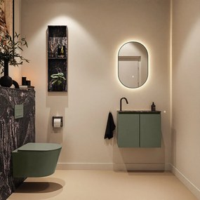 Mondiaz Ture DLux toiletmeubel 60cm army met wastafel lava links met kraangat