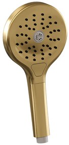 Brauer Stripe inbouw regendouche rond met 25cm hoofddouche, gebogen muurarm en 3 standen handdouche set 41 messing geborsteld PVD
