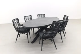 Jasmine Black/Silva 240x115 cm. ovale tuinset - 7-delig