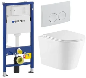 QeramiQ Dely Toiletset - Geberit UP100 inbouwreservoir - witte bedieningsplaat - toilet - zitting - glans wit SW730486/0701174/SW1026255/SW1159504