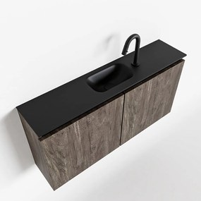 Mondiaz Ture 100cm toiletmeubel dark brown met wastafel urban midden 1 kraangat
